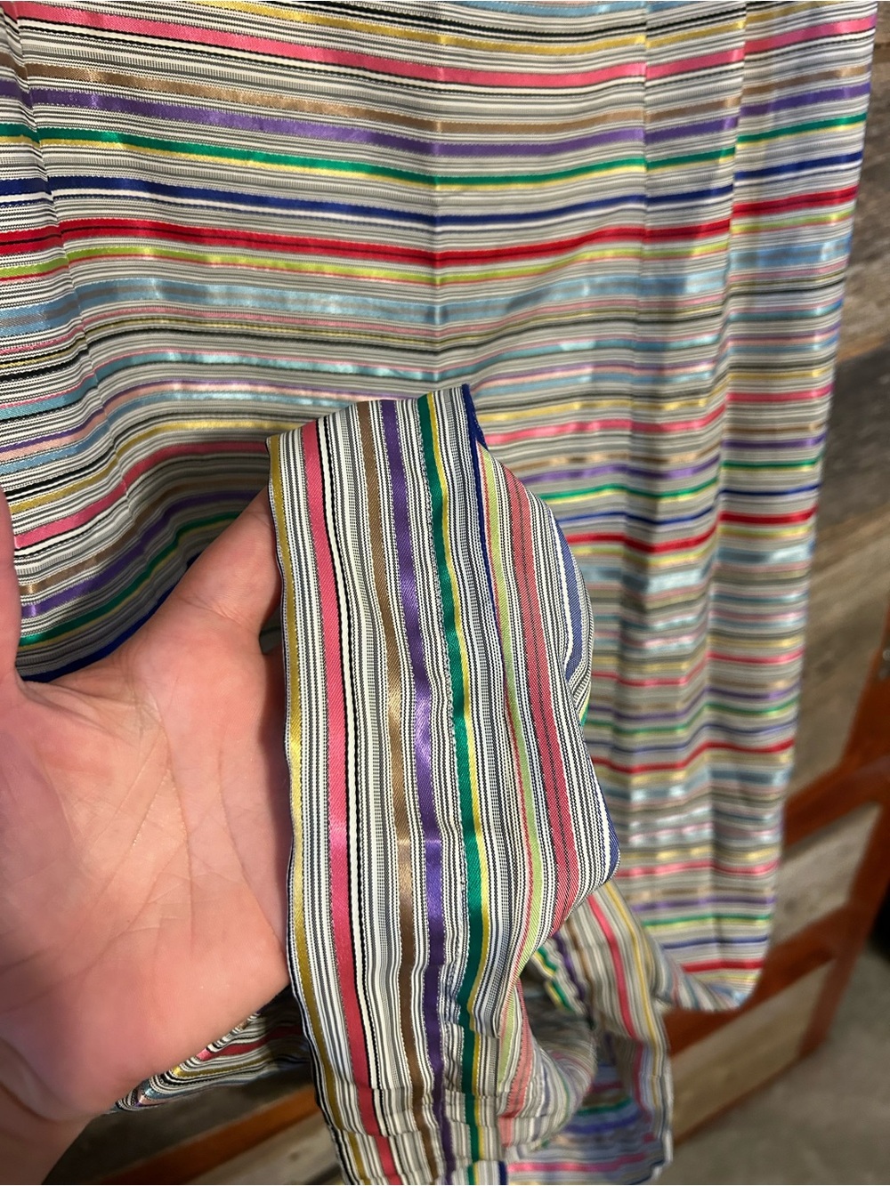Homemade 1950s Multi-Color Striped Maxi Skirt Size 2 Re-Hemmed New Zipper Handle - Picture 4 of 9